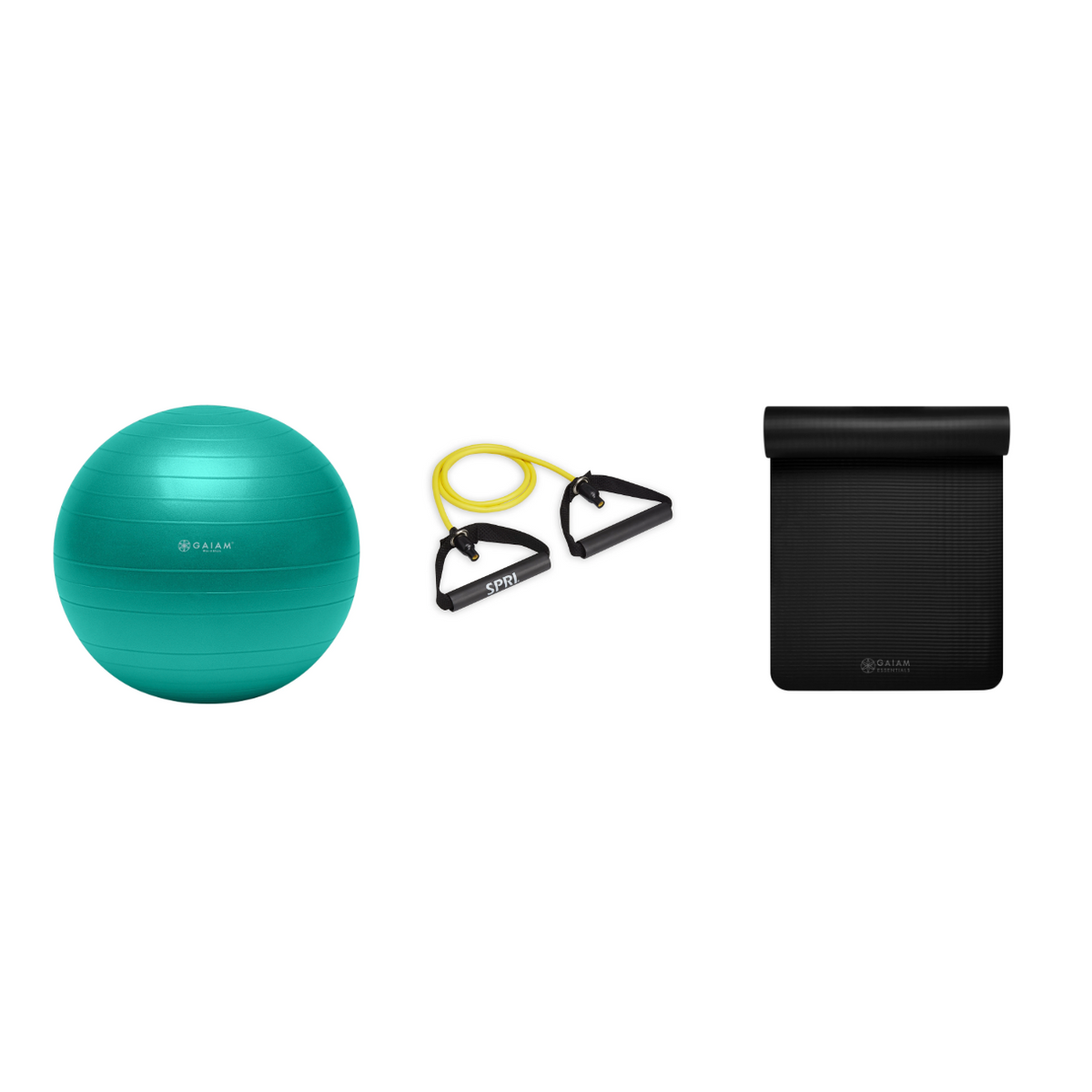 Fitness Bundle - Balance Ball (65cm), Xertube (Very Light), Fitness Mat (Black)