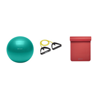 Fitness Bundle - Balance Ball (65cm), Xertube (Very Light), Fitness Mat (Red)