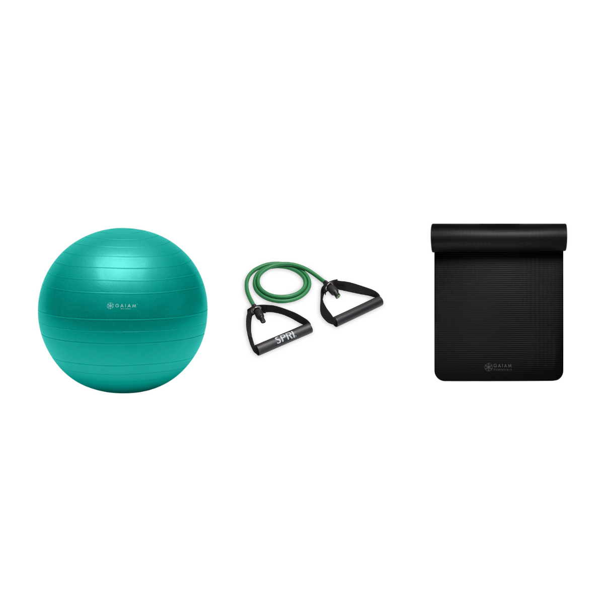 Fitness Bundle - Balance Ball (65cm), Xertube (Light), Fitness Mat (Black)