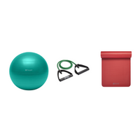 Fitness Bundle - Balance Ball (65cm), Xertube (Light), Fitness Mat (Red)