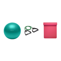 Fitness Bundle - Balance Ball (65cm), Xertube (Light), Fitness Mat (Pink)