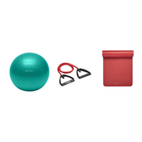 Fitness Bundle - Balance Ball (65cm), Xertube (Medium), Fitness Mat (Red)