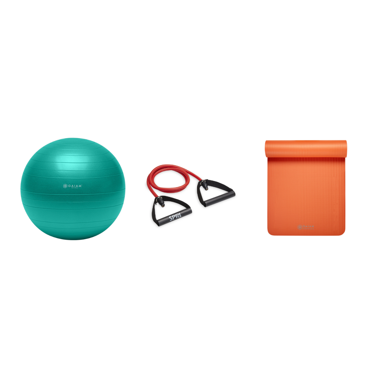 Fitness Bundle - Balance Ball (65cm), Xertube (Medium), Fitness Mat (Orange)