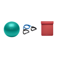 Fitness Bundle - Balance Ball (65cm), Xertube (Heavy), Fitness Mat (Red)
