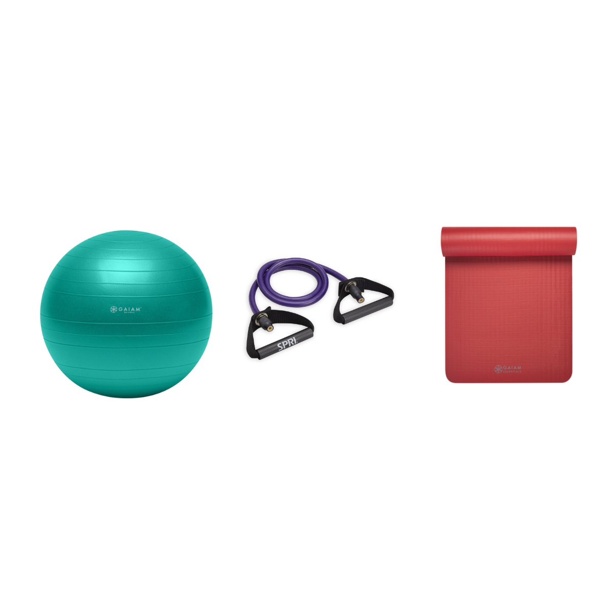 Fitness Bundle - Balance Ball (65cm), Xertube (Ultra Heavy), Fitness Mat (Red)