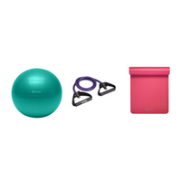 Fitness Bundle - Balance Ball (65cm), Xertube (Ultra Heavy), Fitness Mat (Pink)