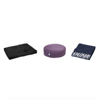 Meditation Bundle - Zabuton (Black), Zafu (Purple), Blanket (Navy)