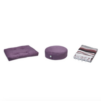 Meditation Bundle - Zabuton (Purple), Zafu (Purple), Blanket (Burgundy/White/Black)