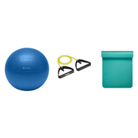 Fitness Bundle - Balance Ball (75cm), Xertube (Very Light), Fitness Mat (Teal)