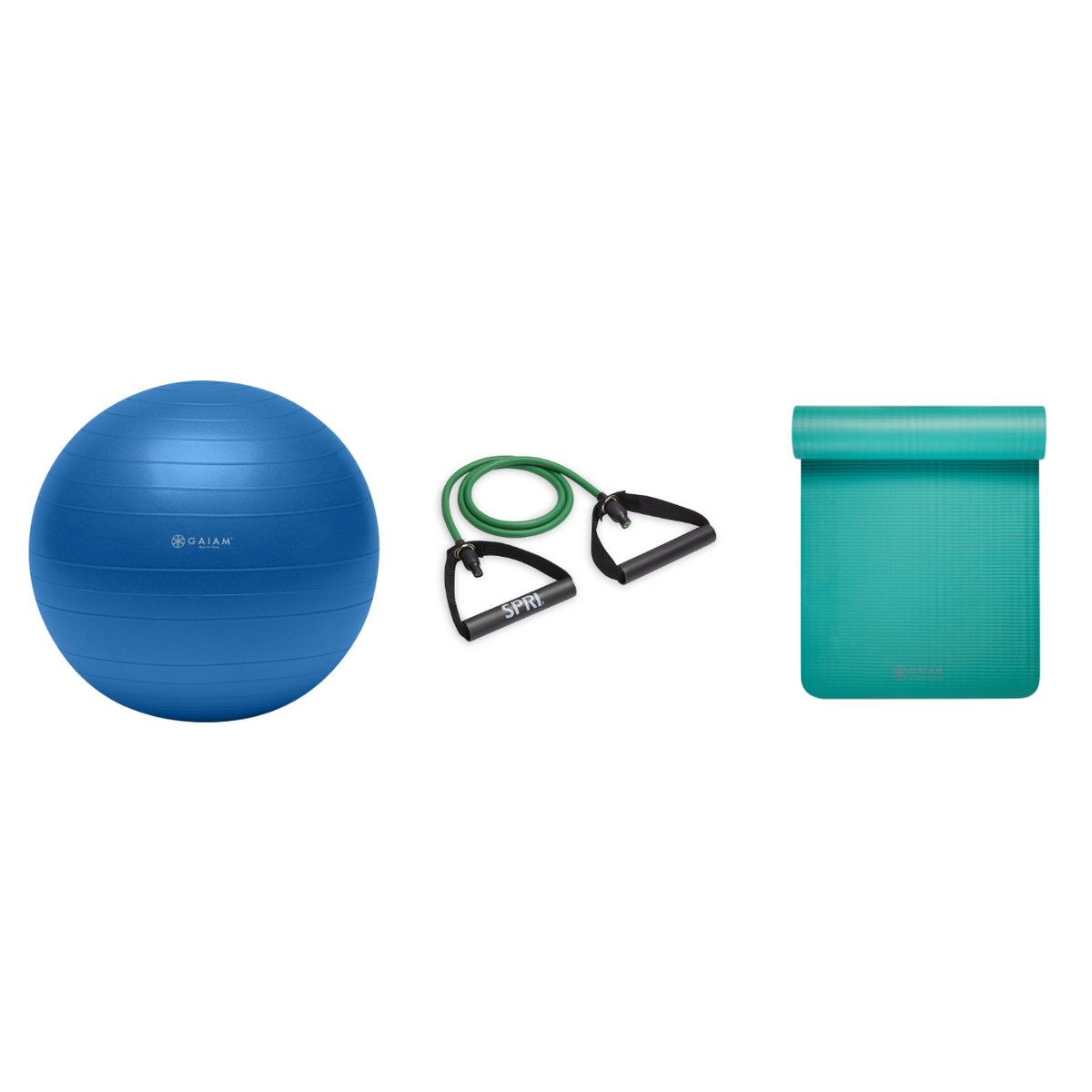 Fitness Bundle - Balance Ball (75cm), Xertube (Light), Fitness Mat (Teal)
