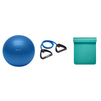 Fitness Bundle - Balance Ball (75cm), Xertube (Heavy), Fitness Mat (Teal)