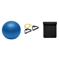 Fitness Bundle - Balance Ball (75cm), Xertube (Very Light), Fitness Mat (Black)