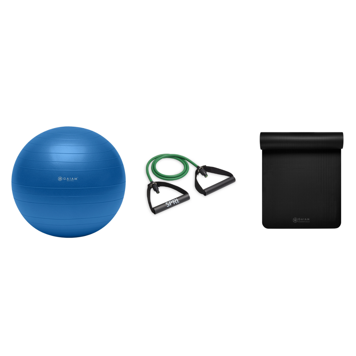 Fitness Bundle - Balance Ball (75cm), Xertube (Light), Fitness Mat (Black)