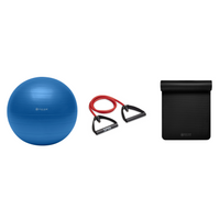 Fitness Bundle - Balance Ball (75cm), Xertube (Medium), Fitness Mat (Black)