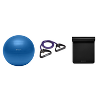 Fitness Bundle - Balance Ball (75cm), Xertube (Ultra Heavy), Fitness Mat (Black)