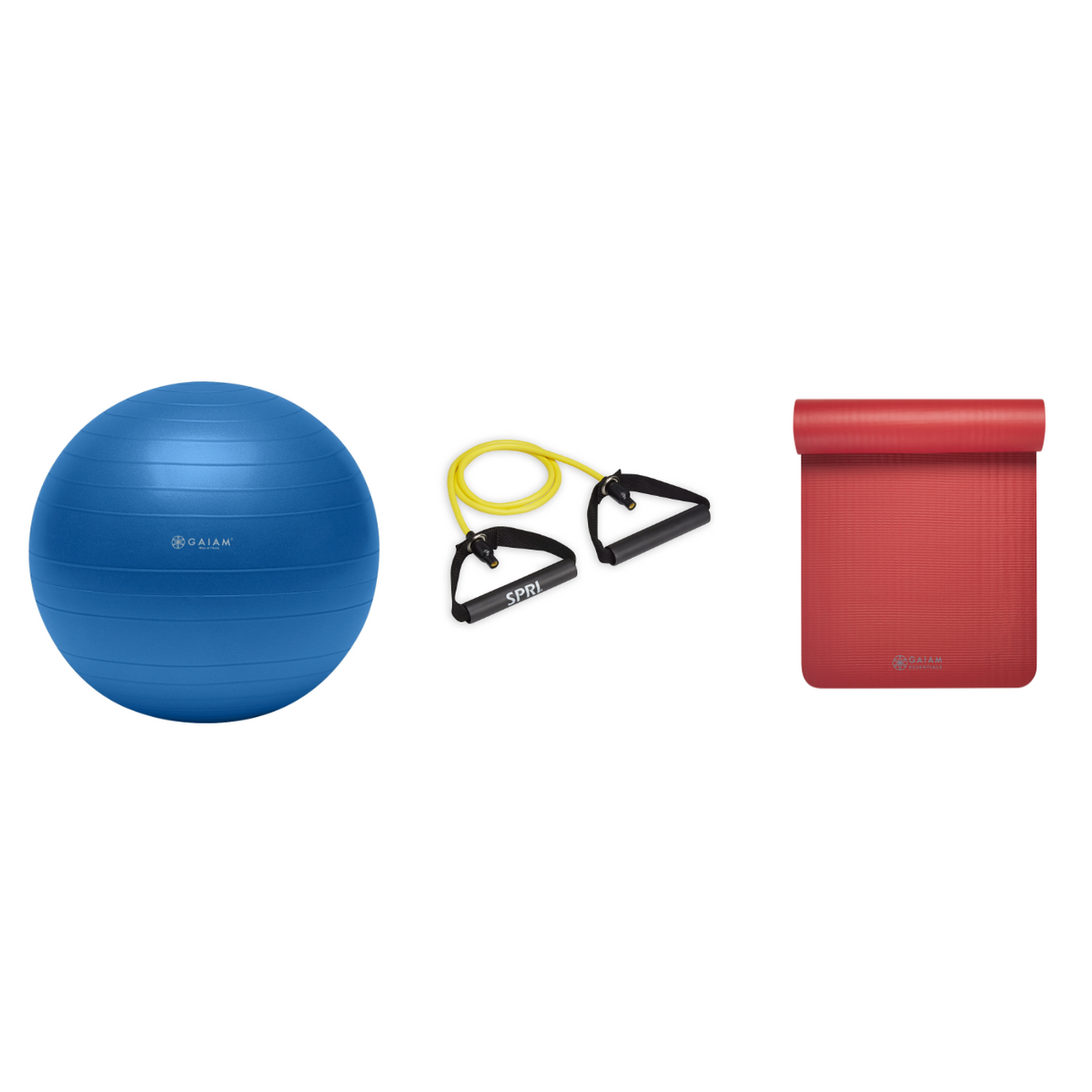Fitness Bundle - Balance Ball (75cm), Xertube (Very Light), Fitness Mat (Red)