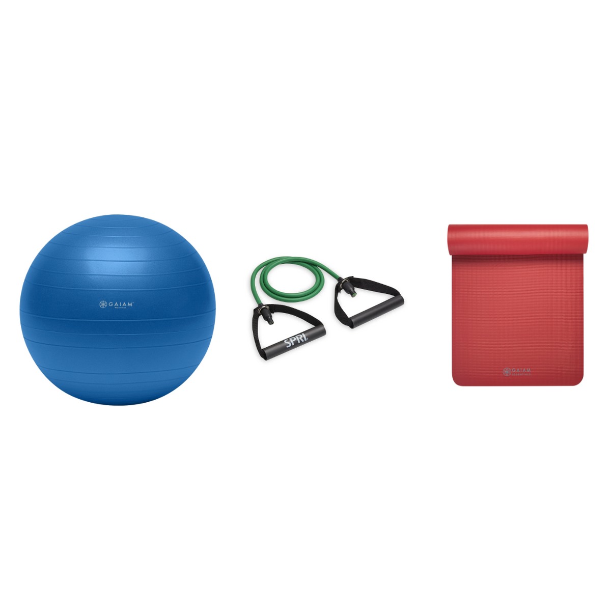 Fitness Bundle - Balance Ball (75cm), Xertube (Light), Fitness Mat (Red)