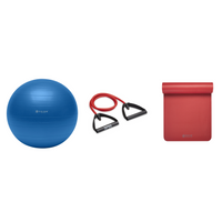 Fitness Bundle - Balance Ball (75cm), Xertube (Medium), Fitness Mat (Red)