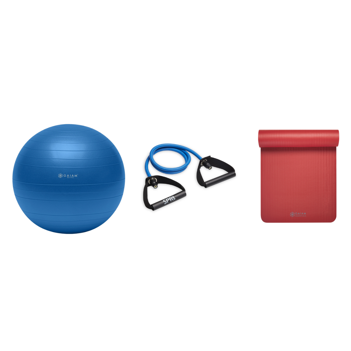 Fitness Bundle - Balance Ball (75cm), Xertube (Heavy), Fitness Mat (Red)