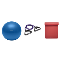 Fitness Bundle - Balance Ball (75cm), Xertube (Ultra Heavy), Fitness Mat (Red)