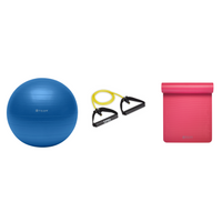 Fitness Bundle - Balance Ball (75cm), Xertube (Very Light), Fitness Mat (Pink)