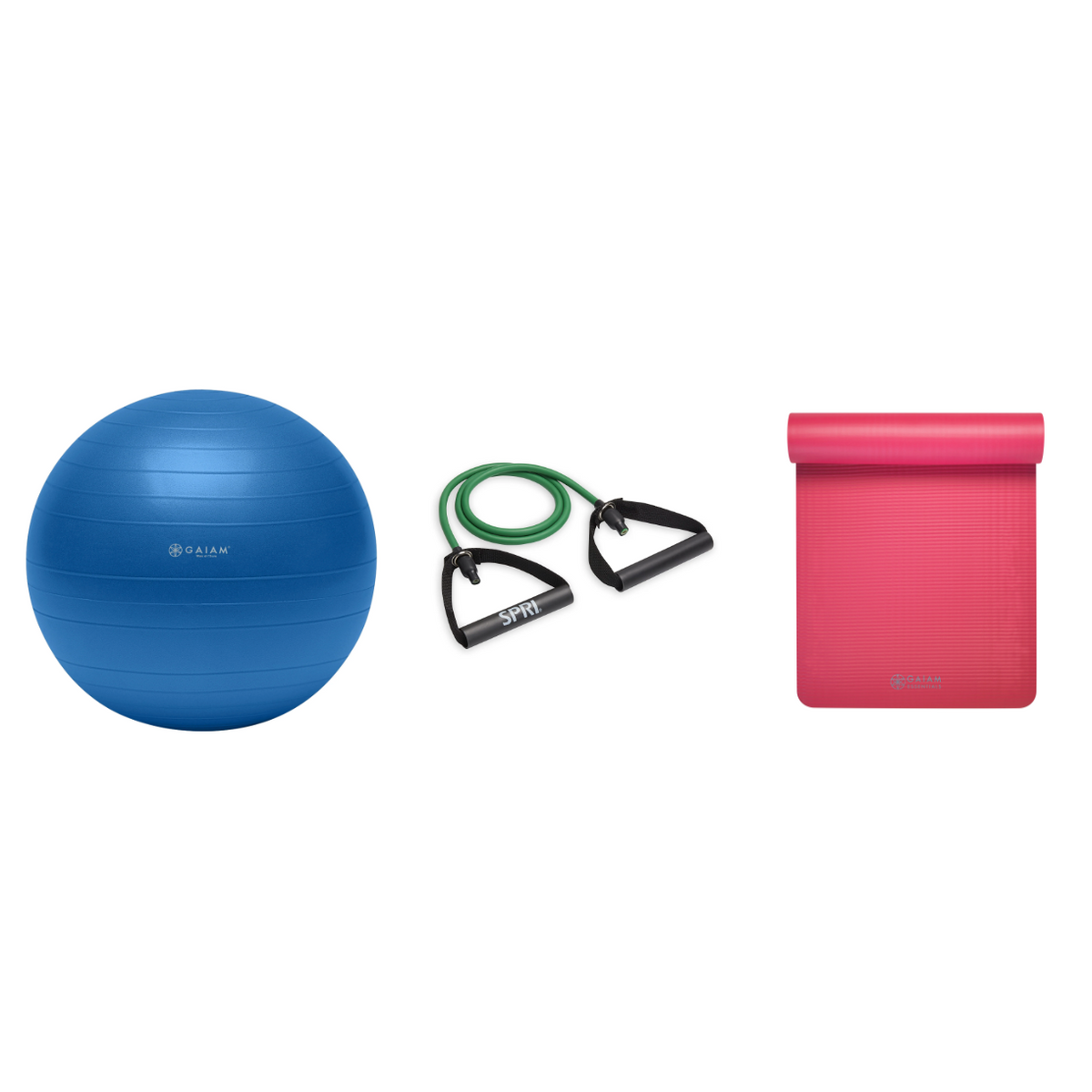 Fitness Bundle - Balance Ball (75cm), Xertube (Light), Fitness Mat (Pink)