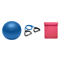 Fitness Bundle - Balance Ball (75cm), Xertube (Heavy), Fitness Mat (Pink)