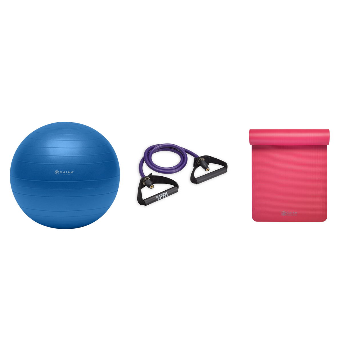Fitness Bundle - Balance Ball (75cm), Xertube (Ultra Heavy), Fitness Mat (Pink)