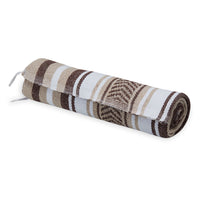 Traditional Mexican Woven Blanket tan brown rolled up