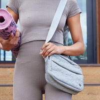 Gaiam Quilted Crossbody Olive on model
