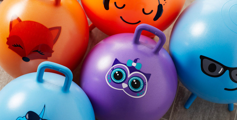 Orange, blue, and purple Kids Bounce-N-Play Balls