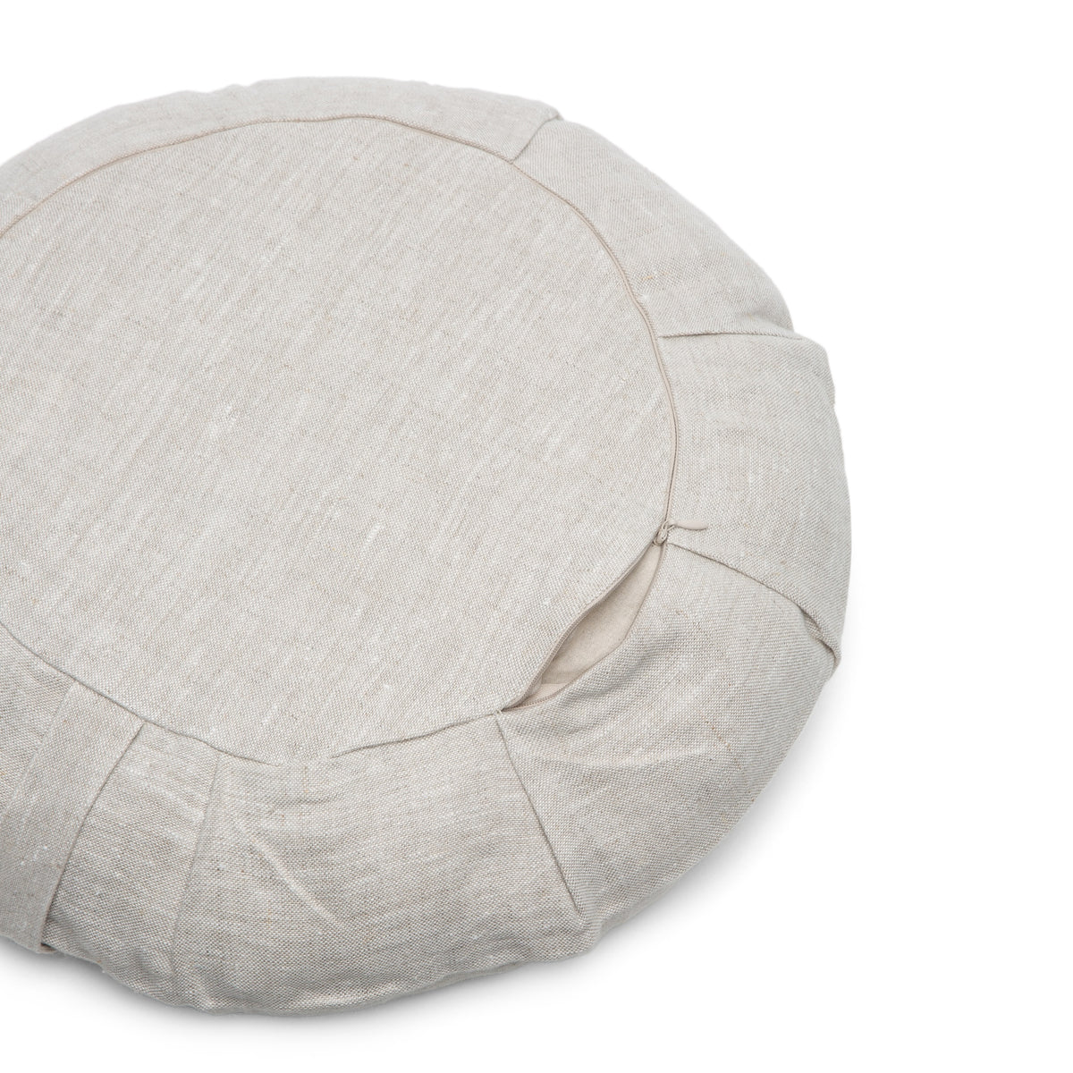 b, halfmoon Round Meditation Cushion Natural Linen bottom