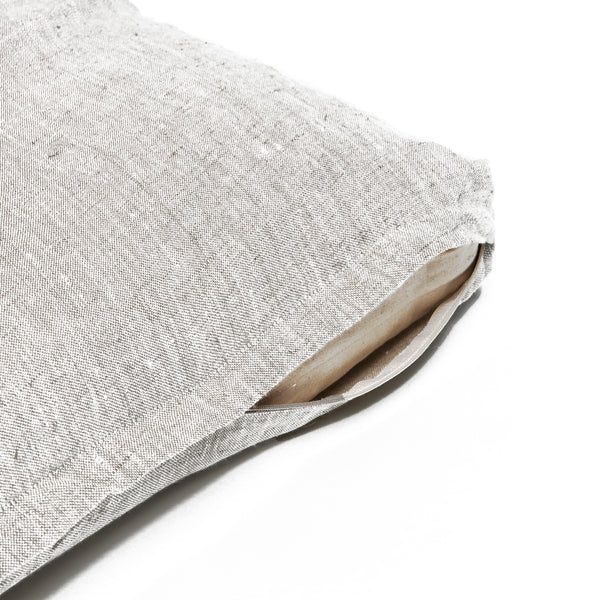 b, halfmoon Cotton Zabuton Cushion Natural Linen zipper closeup