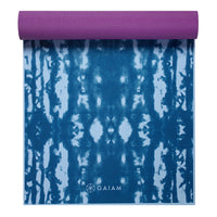 Reversible Purple Lotus Yoga Mat (6mm) blue side top rolled