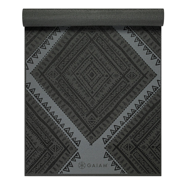 Premium Navajo Yoga Mat (6mm) top rolled black side