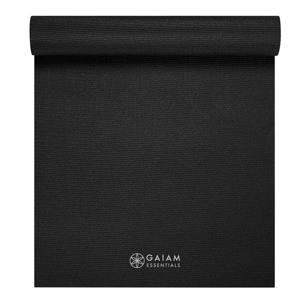 Gaiam Essentials Yoga Mat Black top rolled