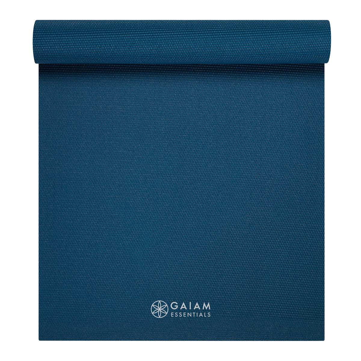 Gaiam Essentials Yoga Mat Navy top rolled