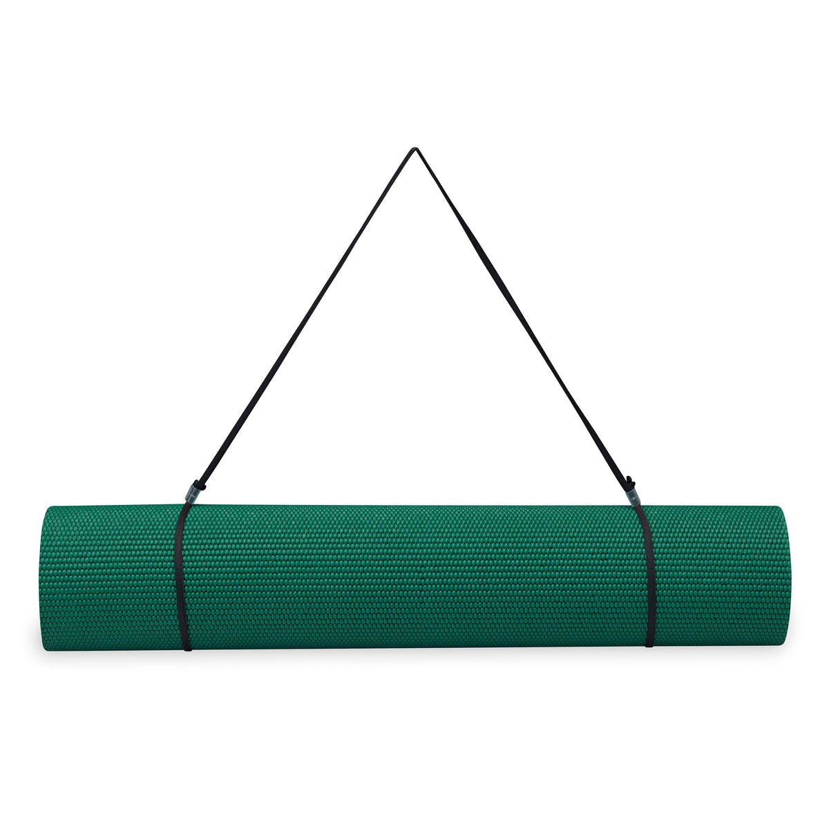 Gaiam Essentials Yoga Mat Green rolled up with sling
