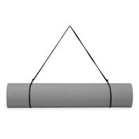 Gaiam Essentials Yoga Mat Grey rolled up with sling