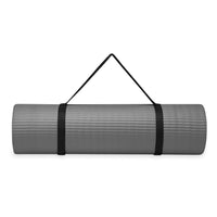 Gaiam Essentials Fitness Mat & Sling (10mm) grey rolled with sling