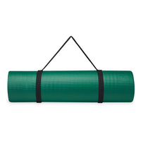 Gaiam Essentials Fitness Mat & Sling (10mm) green rolled with sling