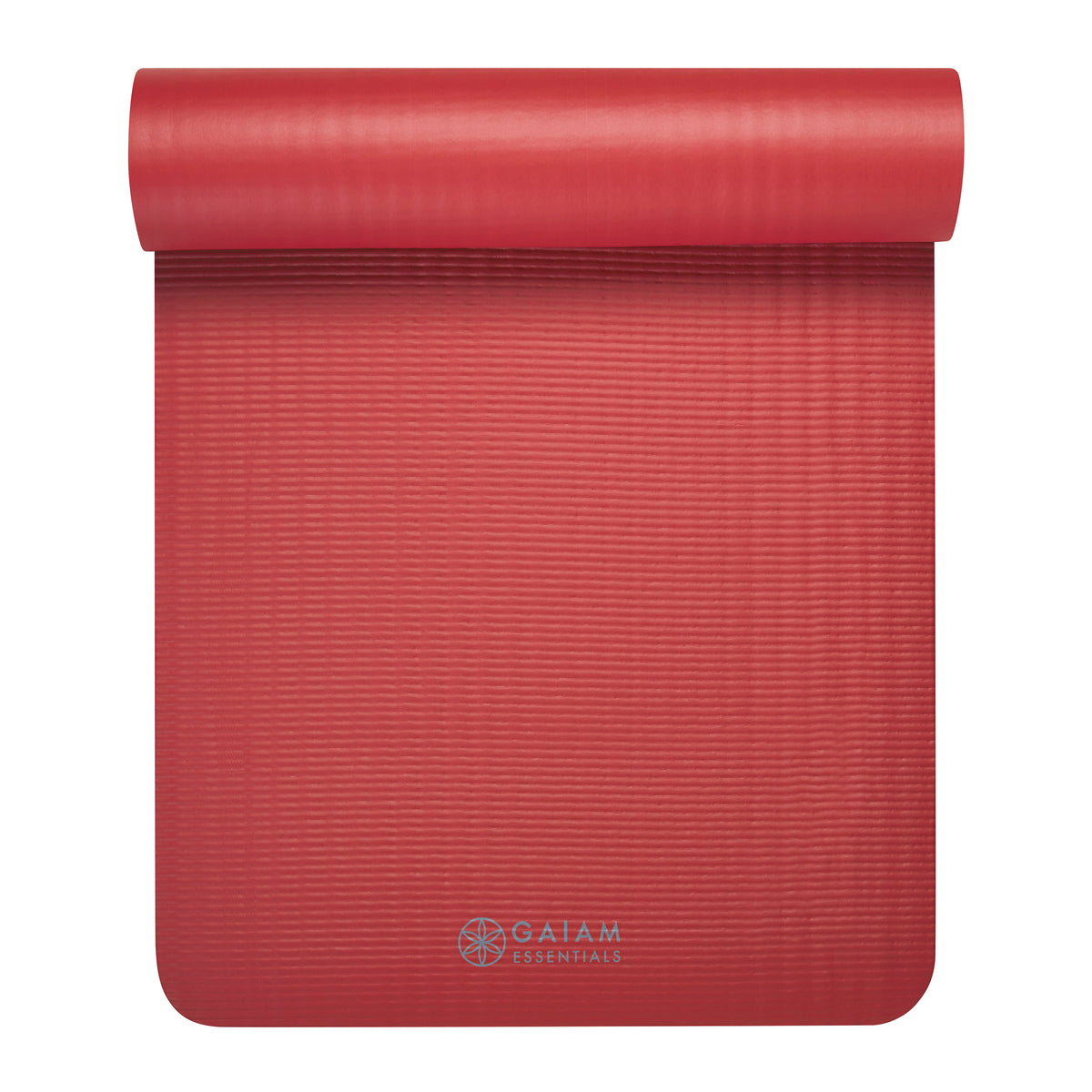 Gaiam Essentials Fitness Mat & Sling (10mm) red top rolled