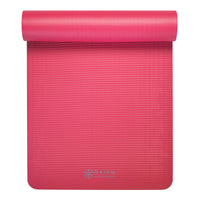 Gaiam Essentials Fitness Mat & Sling (10mm) pink top rolled