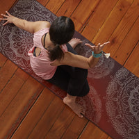 Side twist on the Premium Metallic Sunset Yoga Mat