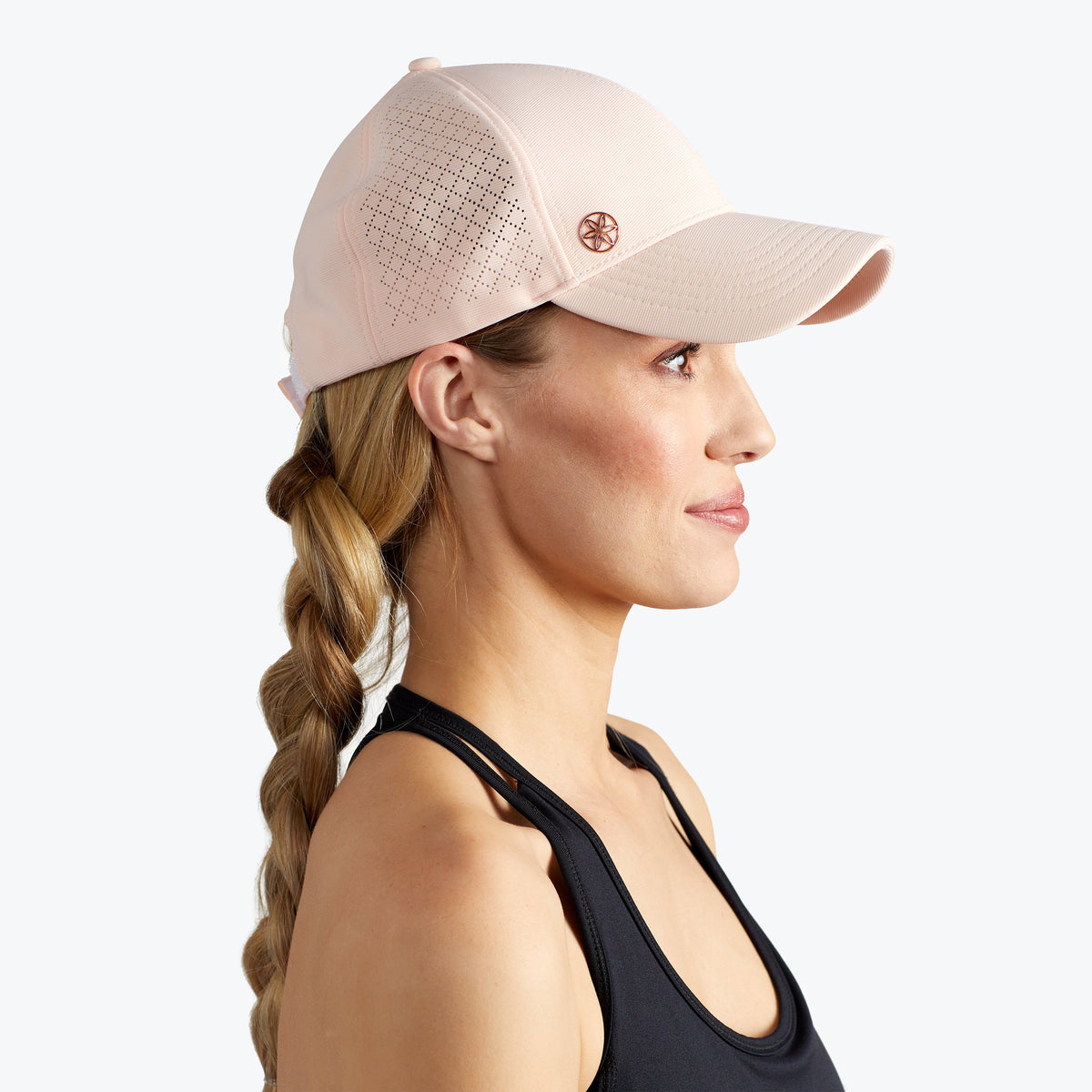 Wander Breathable Geo Hat on model pink side view