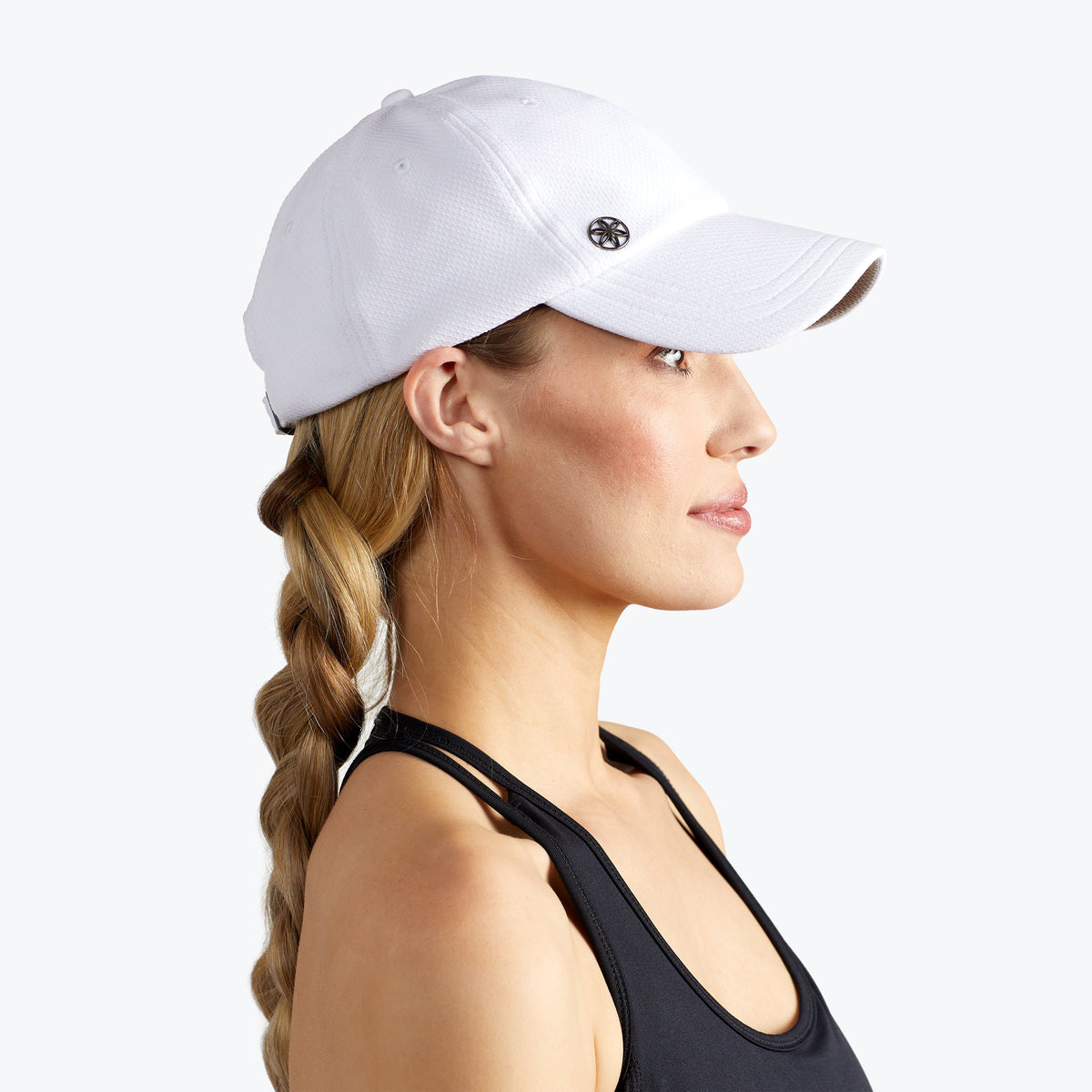 Performance Fitness Hat white on model side view