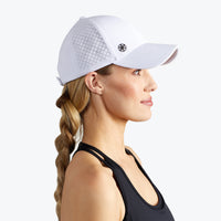 Wander Breathable Geo Hat white on model side view