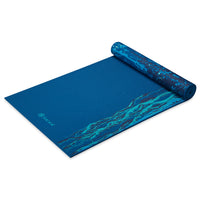 Premium Reversible Peaceful Waters Yoga Mat (6mm) half rolled angle