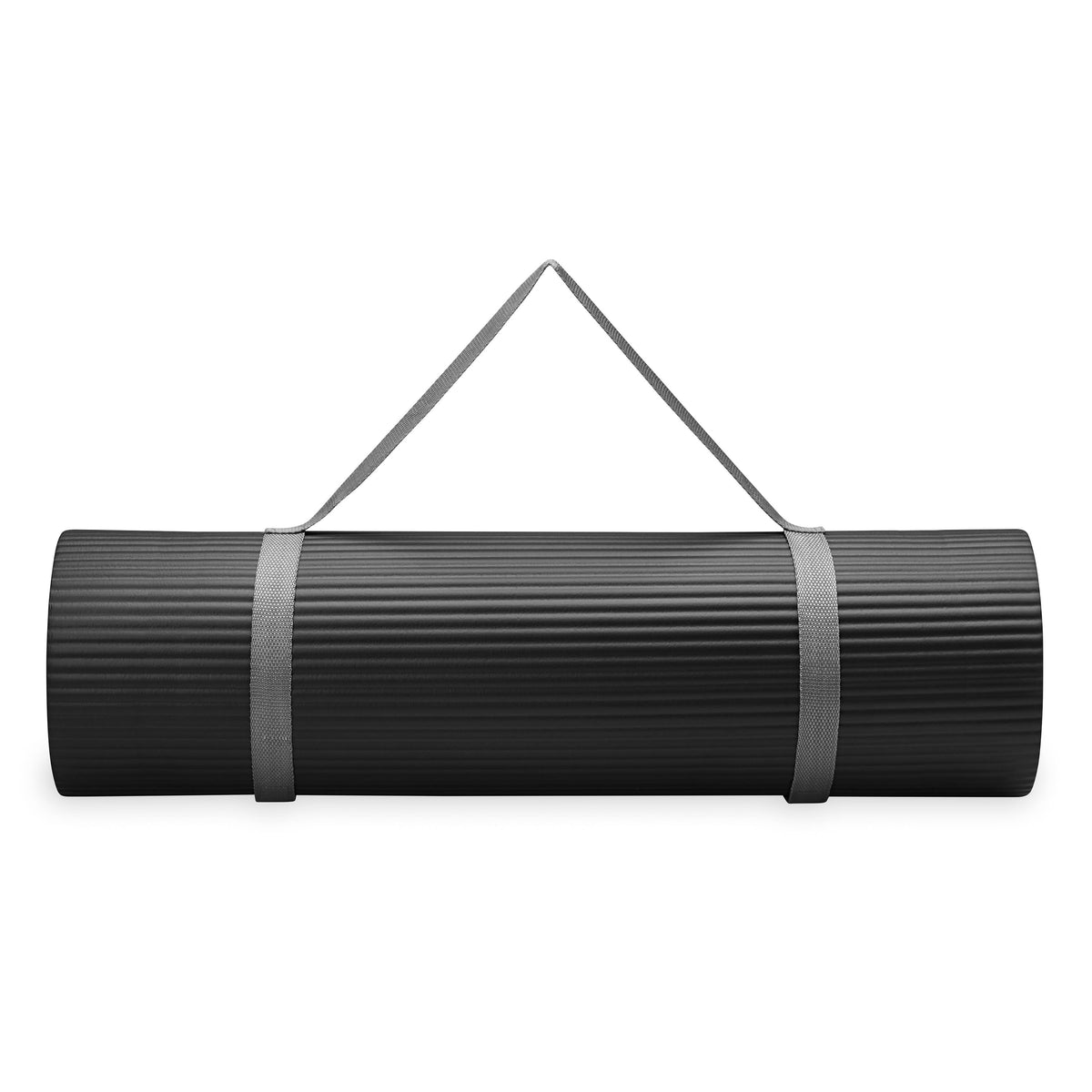 Gaiam Fitness Mat (10mm) Black rolled