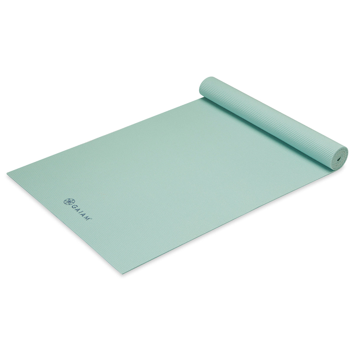 Gaiam Classic Solid Color Yoga Mats (5mm) Morning Dew top rolled angle